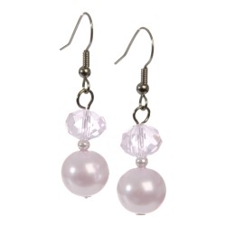 Pendiente de cristal y perla rosa CL.