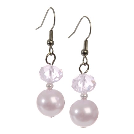 Pendiente de cristal y perla rosa CL.