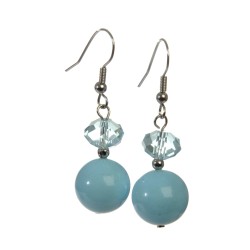 BOUCLE D'OREILLE CRIST+PERLE TURQUOISE