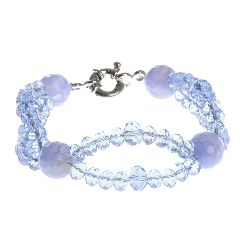 BRACEL. DOUBLE CRISTAL BLEU CLAIR