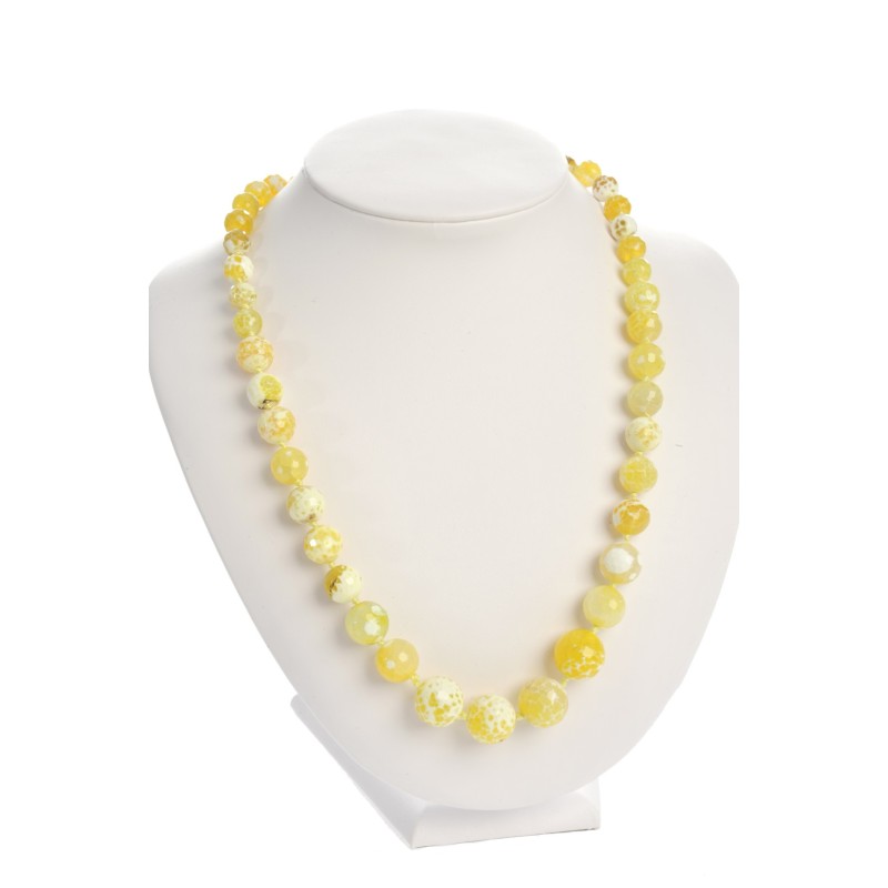 COLLIER AGATE FACET ROND JAUNE