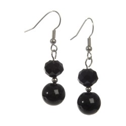 Pendiente de cristal y perla negra