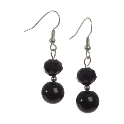 Pendiente de cristal y perla negra