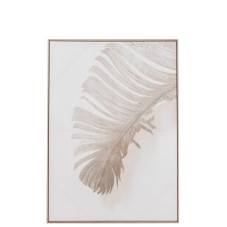 DECORATION MURALE FEUILLE CANEVAS/BOIS BEIGE