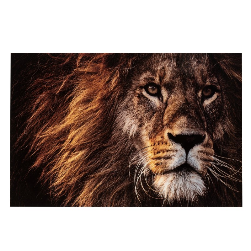 DECORATION MURALE LION VERRE TREMPE MARRON