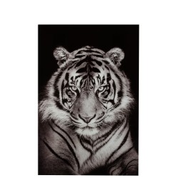 DECORATION MURALE TIGRE VERRE TREMPE NOIR/BLANC