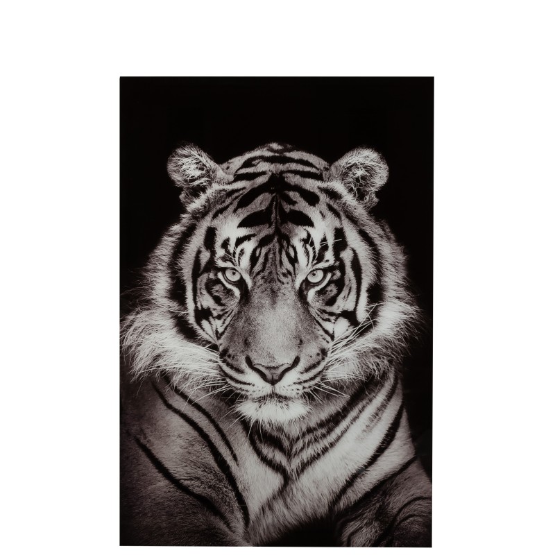 DECORATION MURALE TIGRE VERRE TREMPE NOIR/BLANC