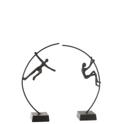 Set de 2 acrobates en aluminium noir 24x10x47 cm