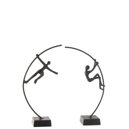 Set de 2 acrobates en aluminium noir 24x10x47 cm