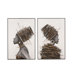 Set de 2 peintures en toile marron 123x83.5x5 cm