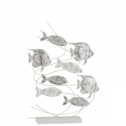 Décoration de poissons en métal argent 49x9.5x70 cm