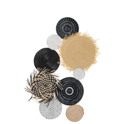 DECO MURALE CERCLES ETHNIQUE JUTE/METAL MARRON/NOIR