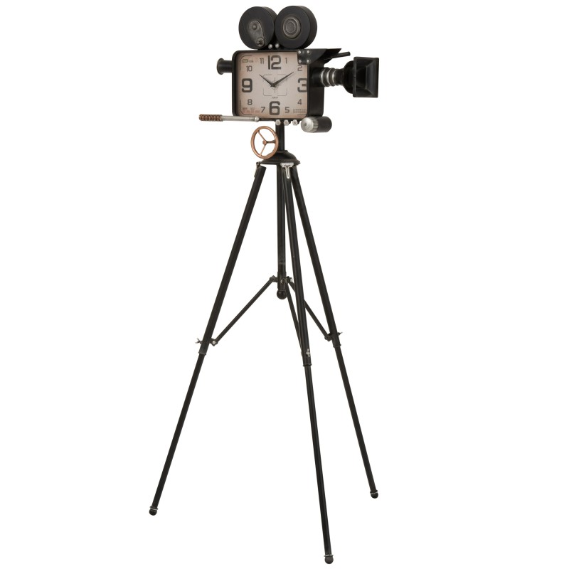Relógio com câmara decorativa em metal preto 56x56x107,5 cm Relógio com câmara decorativa em metal preto 56x56x107,5 cm