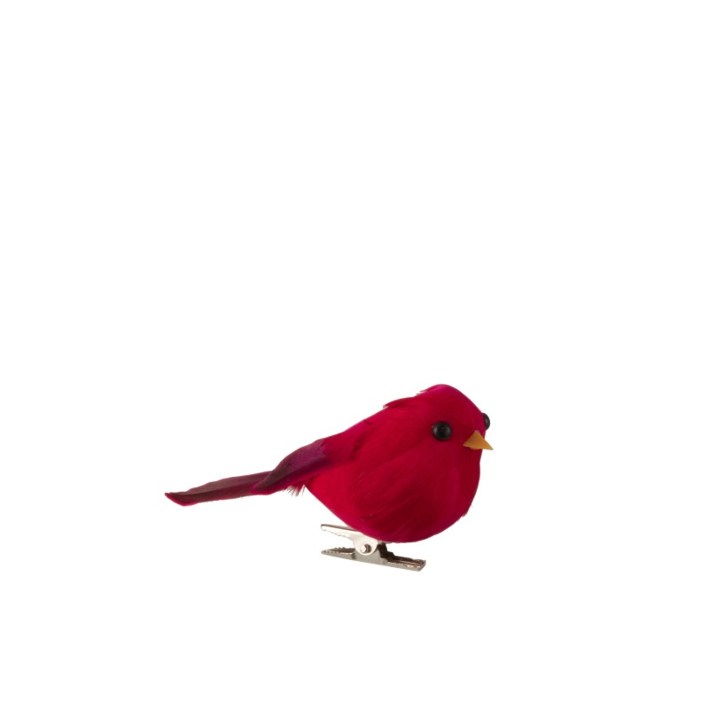OISEAU AVEC CLIP POLYFOAM/PLUMES ROUGE FONCE SMALL OISEAU AVEC CLIP POLYFOAM/PLUMES ROUGE FONCE SMALL