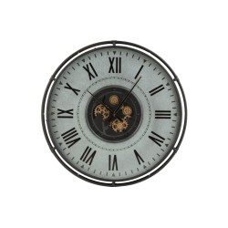 Grande horloge murale ronde en métal noir et gris 109x10 cm