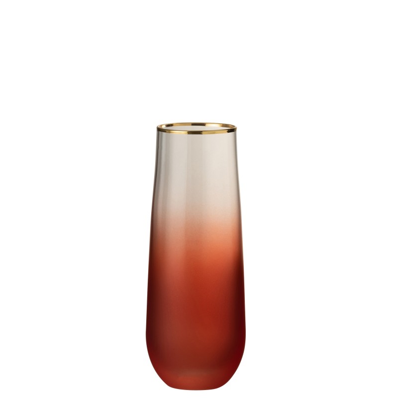 Petit vase cylindrique en verre rouge degradé et bord doré 15x4x4 cm Petit vase cylindrique en verre rouge degradé et bord doré 15x4x4 cm