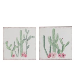 Décoration murale tableau cactus 25x25 cm lot de 2
