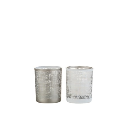 PHOTOPHORE IBIZA VERRE BLANC/GREIGE SMALL ASSORTIMENT DE 2