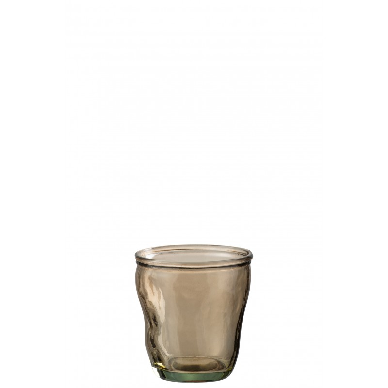 Vaso de mesa de vidrio marrón de 9x9x9 cm
