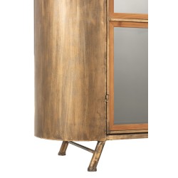 ARMOIRE SUR PIEDS 2 PORTES METAL/VERRE ANTIQUE OR