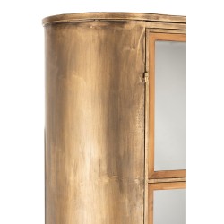 ARMOIRE SUR PIEDS 2 PORTES METAL/VERRE ANTIQUE OR