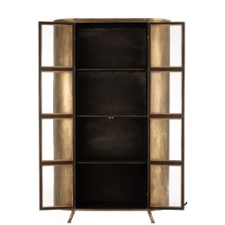 ARMOIRE SUR PIEDS 2 PORTES METAL/VERRE ANTIQUE OR