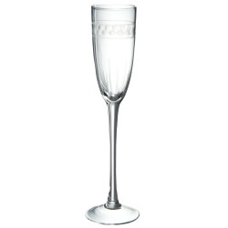 Flute à champagne avec gravure boule en verre transparent H26cm