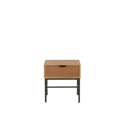 Mesa con patas de metal y madera natural de 47x30x51cm.