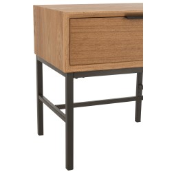 Mesa con patas de metal y madera natural de 47x30x51cm.