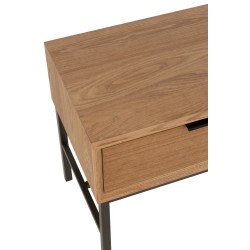Mesa con patas de metal y madera natural de 47x30x51cm.