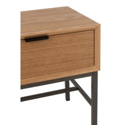 Mesa con patas de metal y madera natural de 47x30x51cm.