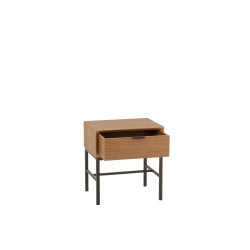 Mesa con patas de metal y madera natural de 47x30x51cm.