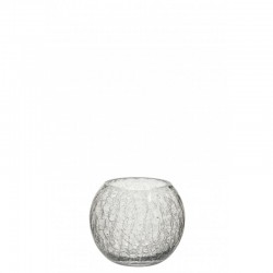 Photophore boule craquelé en verre transparent 12x12x10 cm