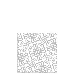 Lot de 20 serviettes motif symphonie en papier blanc et argent 12.5x12.5