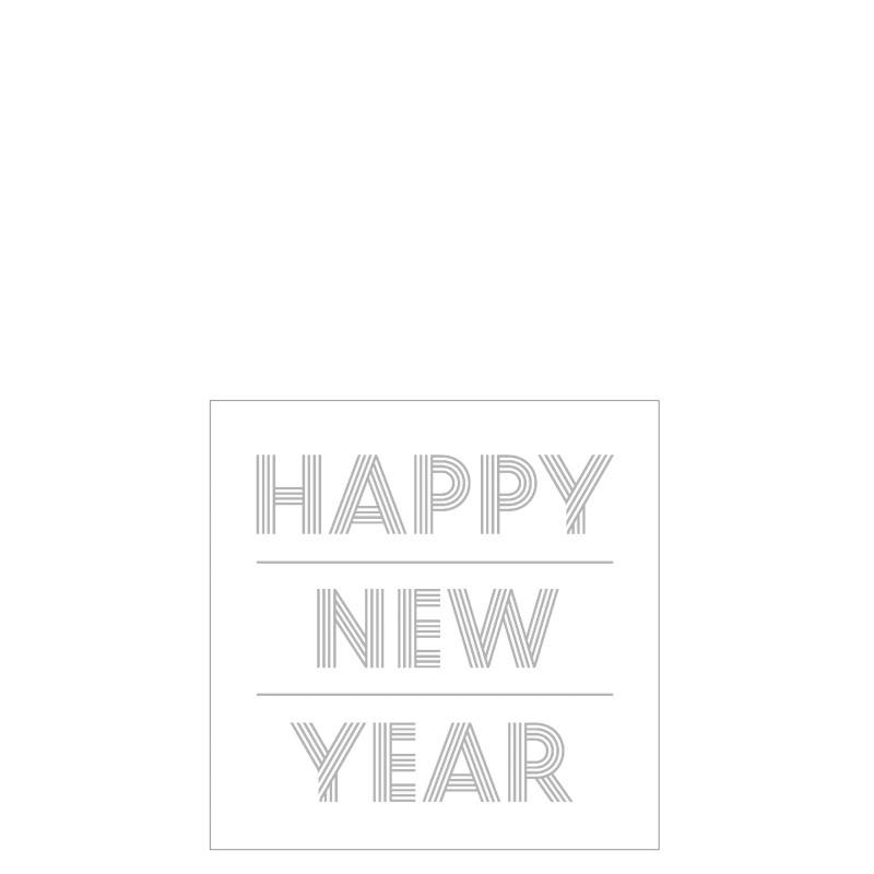 Lot de 20 serviettes happy new year en papier blanc et argent 12.5x12.5