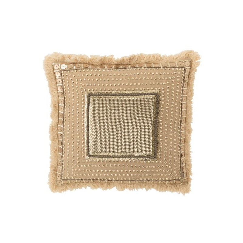 Coussin carré en textile naturel 45x45x4 cm