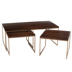 Set de 3 tables d’appoint en métal Marron 120x60x46,5cm