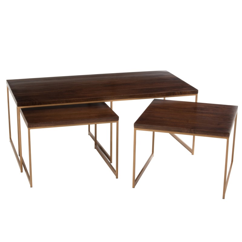 Set de 3 tables d’appoint en métal Marron 120x60x46,5cm