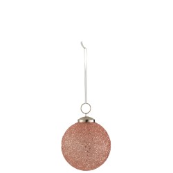 BOULE DE NOEL PERLE VERRE ROSE SMALL