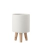 cache-pot sur pieds en ciment blanc 16x16x24.5 cm cache-pot sur pieds en ciment blanc 16x16x24.5 cm