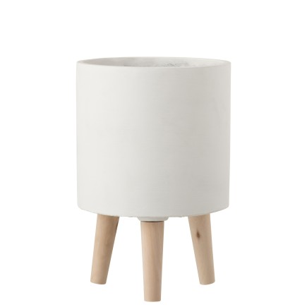 cache-pot sur pieds en ciment blanc 19.5x19.5x30 cm