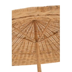 PARASOL + TABLE + PANIER DE RANGEMENT ROTIN/TECK NATUREL