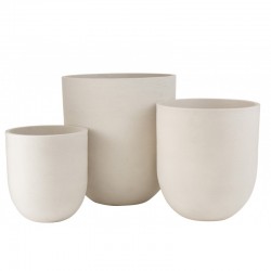 Lot de 3 cache pots haut en céramique blanc 55x55x62 cm