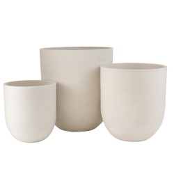 SET 3 VASES RONDS CERAMIQUE HAUT BLANC