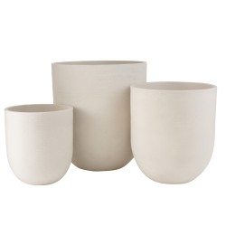 Set di 3 fioriere alte in ceramica bianca 55x55x62 cm