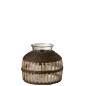 Vase boule en verre avec décoration bois 27x26 cm Vase boule en verre avec décoration bois 27x26 cm