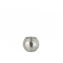 Portavelas bola de vidrio plateado 12x12x10 cm