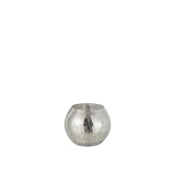 Photophore boule en verre argent 12x12x10 cm