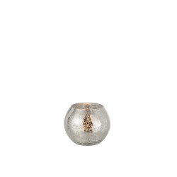 Photophore boule en verre argent 12x12x10 cm