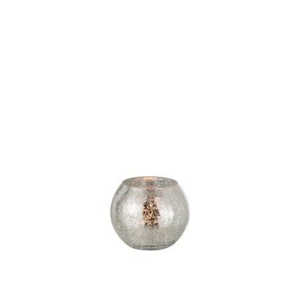 Photophore boule en verre argent 12x12x10 cm